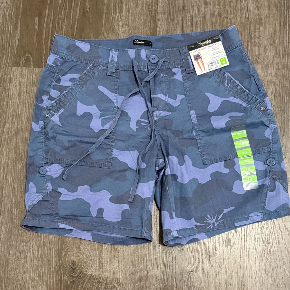 Supplies by UNIONBAY Blue Camouflage Convertible Shorts 8”-5” size 10